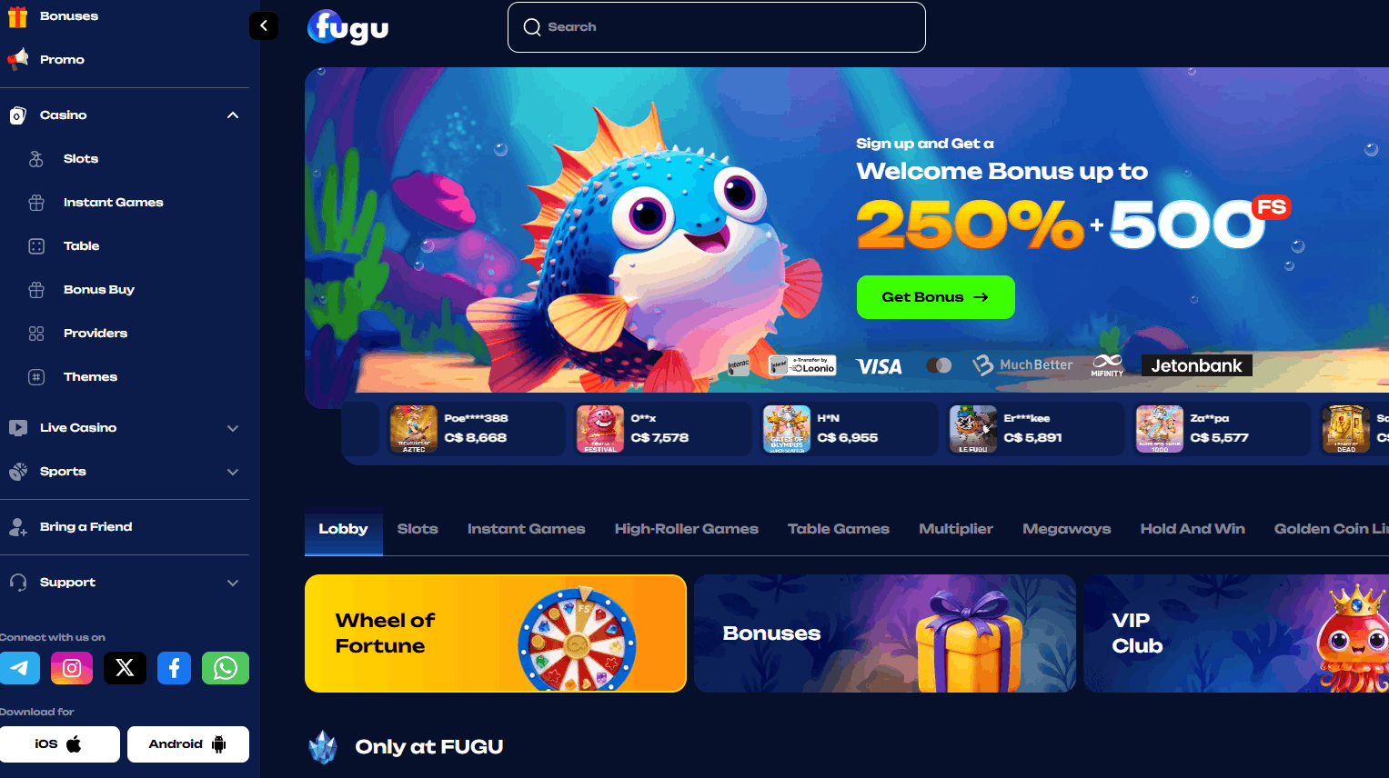 Fugu Casino – Snelle crypto-opnames en 250% welkomstbonus