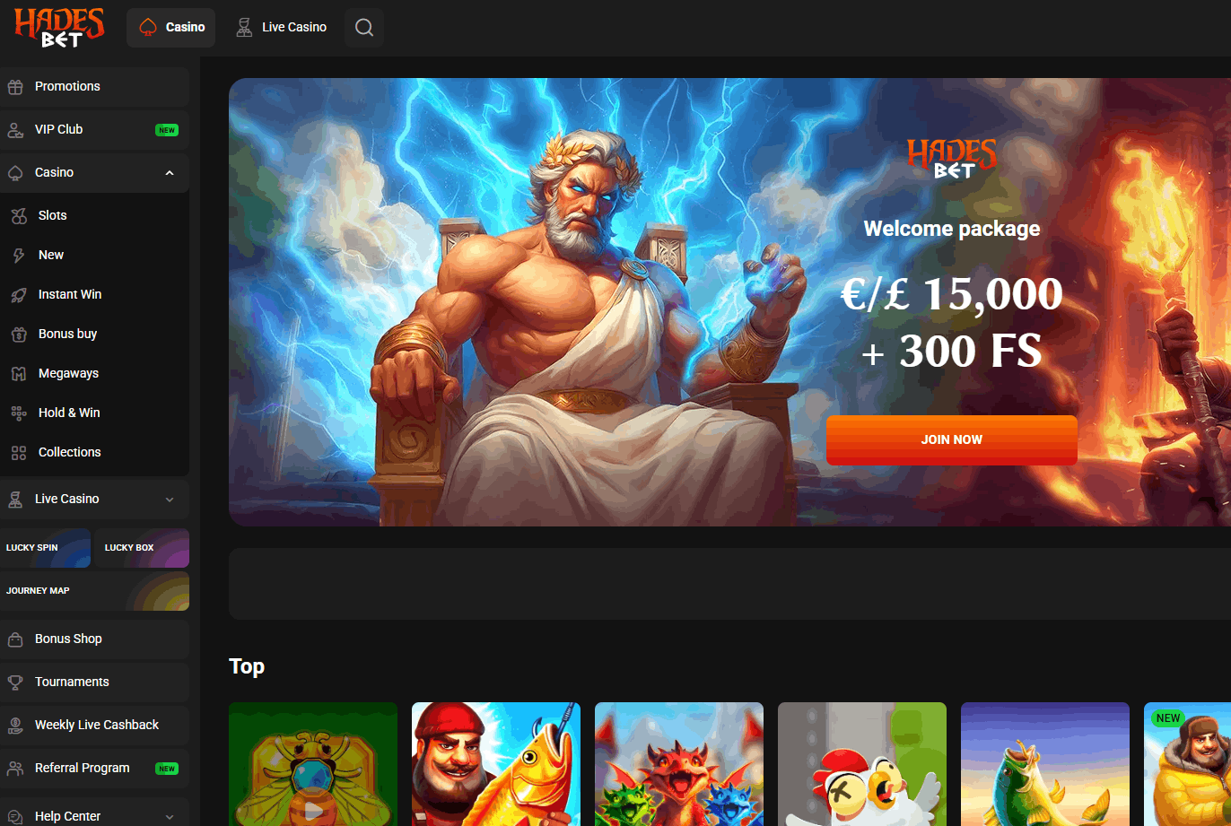Hadesbet Casino – 400% tot €15.000 + 300 gratis spins en 155 spelgaanbieders